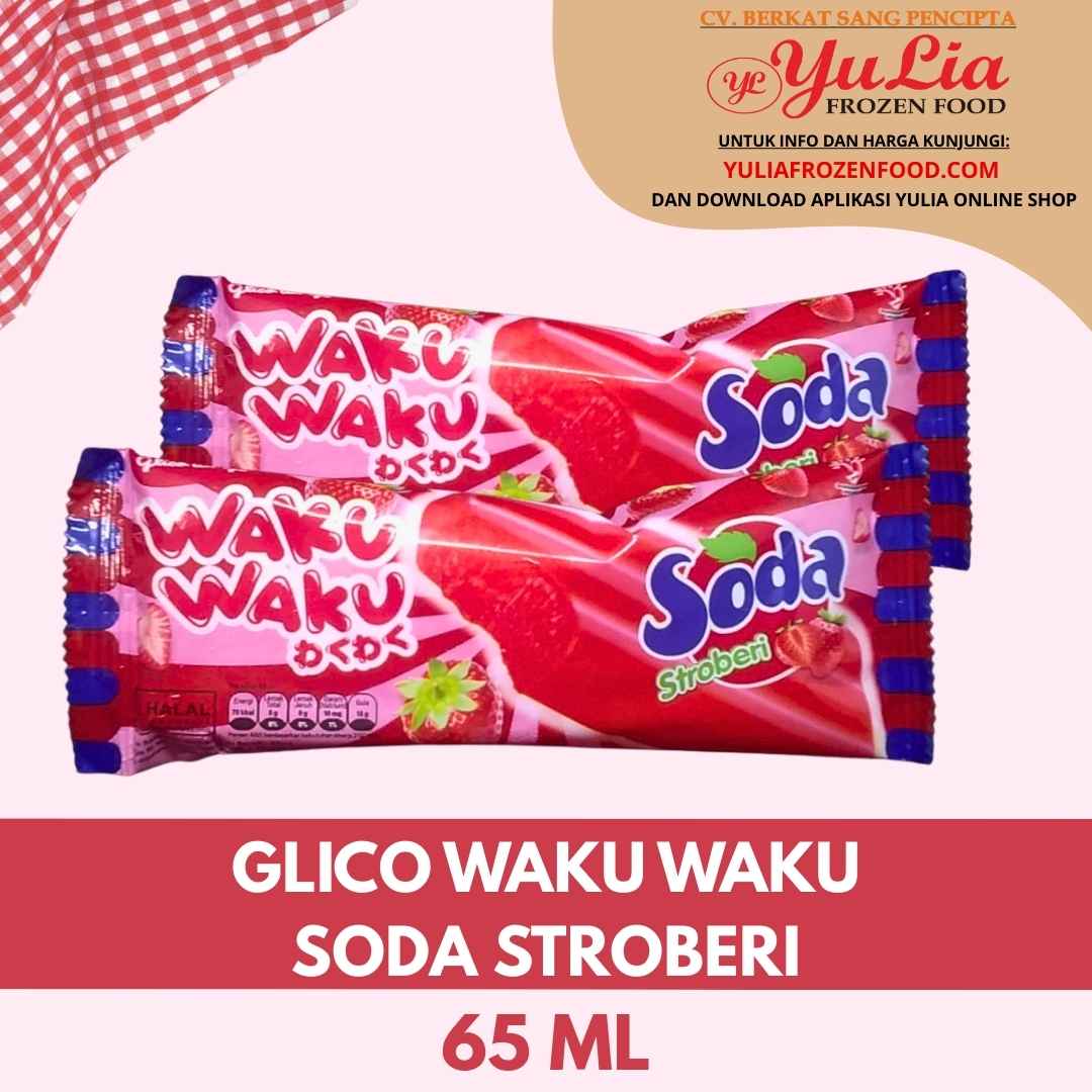 GLICO WAKU WAKU SODA STROBERI 65 ML (48)