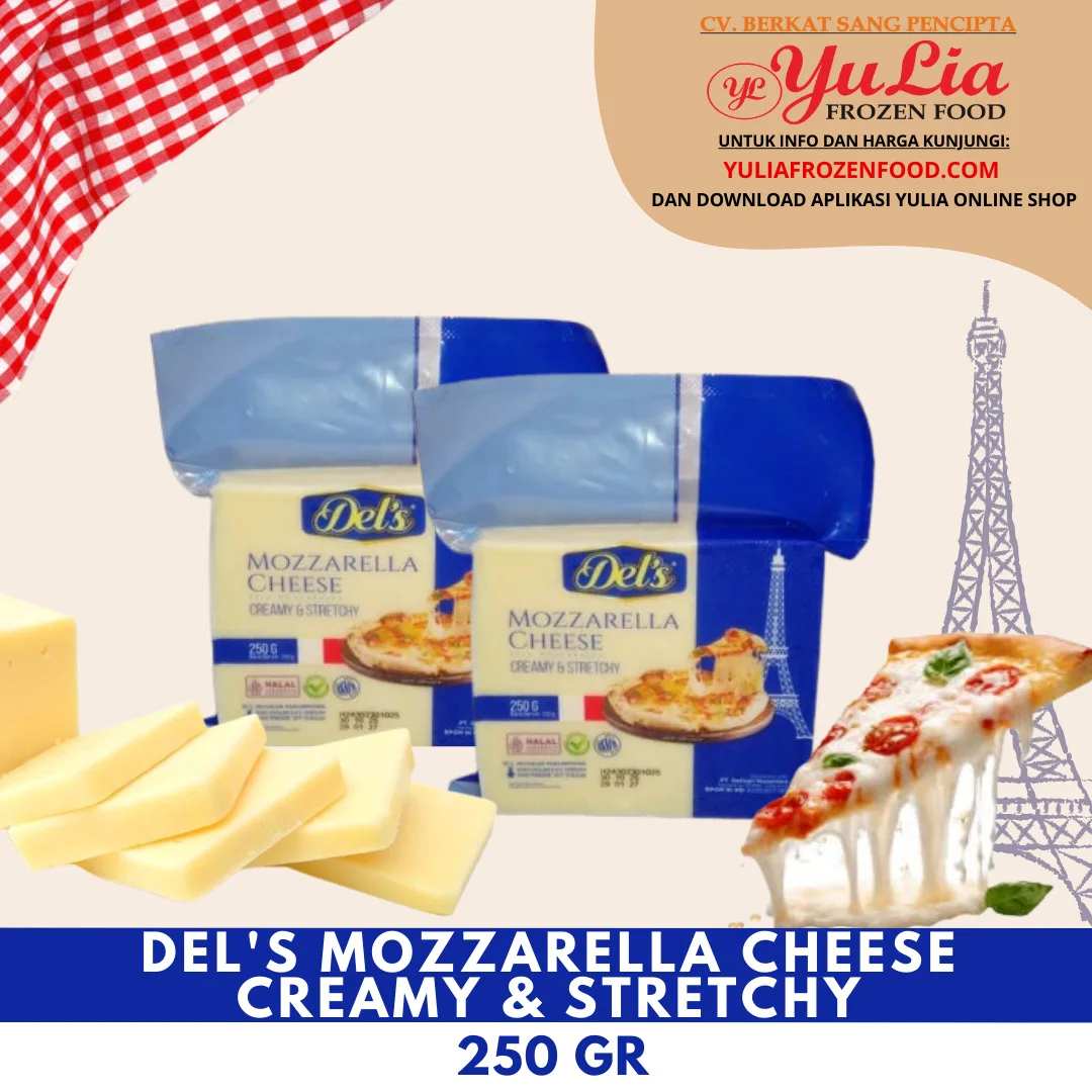 DEL'S MOZZARELLA CHEESE CREAMY & STRETCHY 250 GR (20)