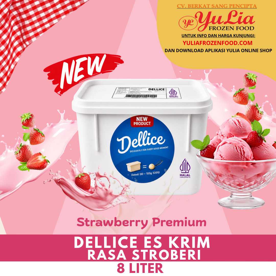 DELLICE ES KRIM RASA STROBERI 8 LITER (2)