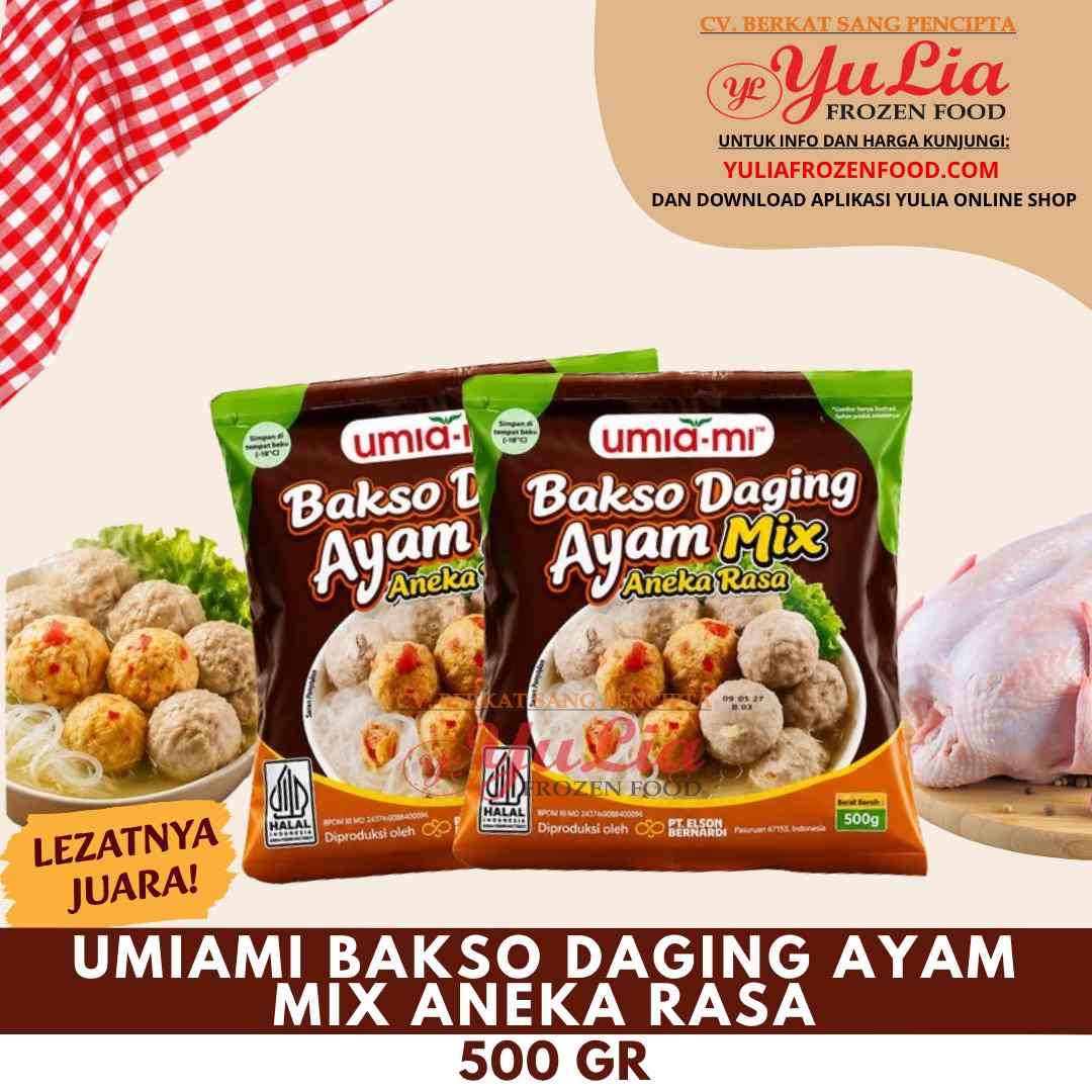 UMIAMI BAKSO DAGING AYAM MIX ANEKA RASA 500 GR (20)